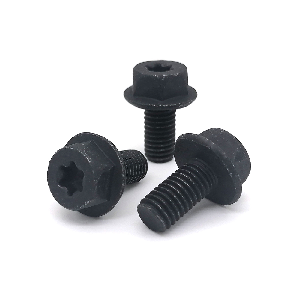 工廠生產高強度螺絲 10.9級發黑梅花螺絲 六角螺栓 六角法蘭內梅花汽車零件定制非標螺絲