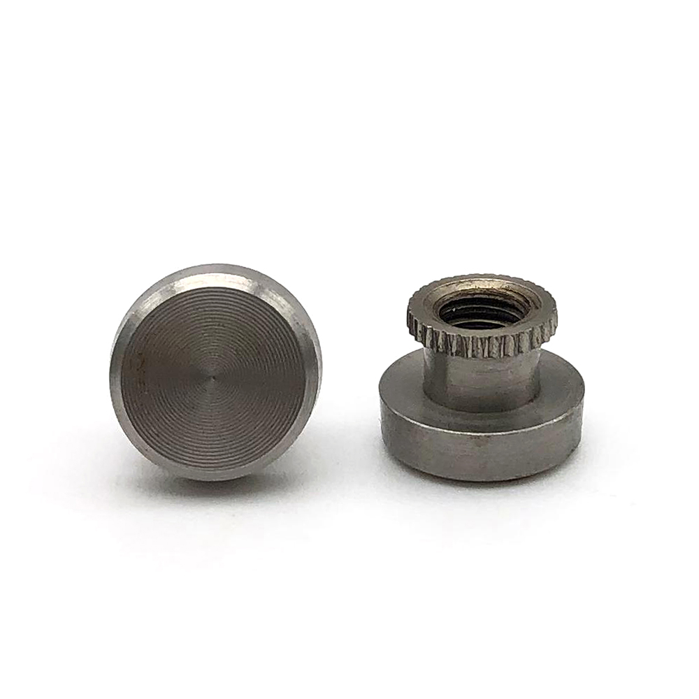 GB806高頭滾花螺母碳鋼藍白鋅臺階滾齒高螺帽鍍鎳手擰調節羅母